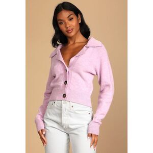 Lulus Days Of Bliss Lavender Knit Button-up Cardigan Sweater Purple - Size S